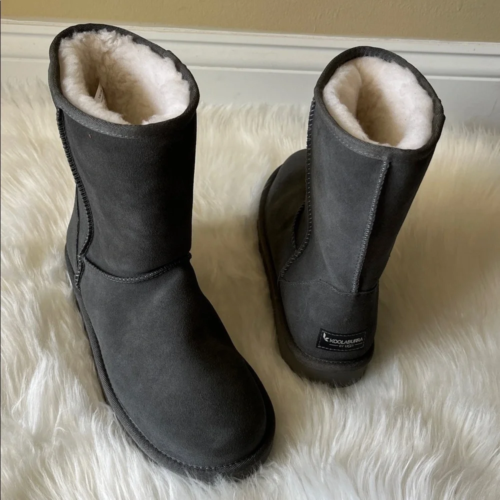 🆕Koolaburra by UGG Women's Grey Koola Suede Faux Fur Boots Size 9 Casual Winter